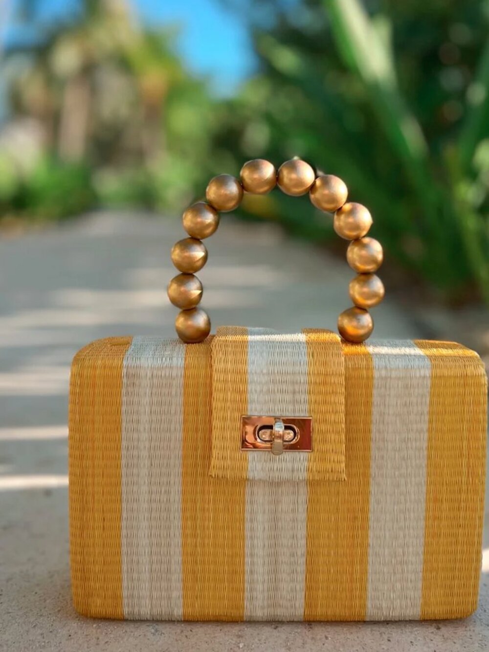 Soli & Sun Louisa Yellow + Cream Handbag